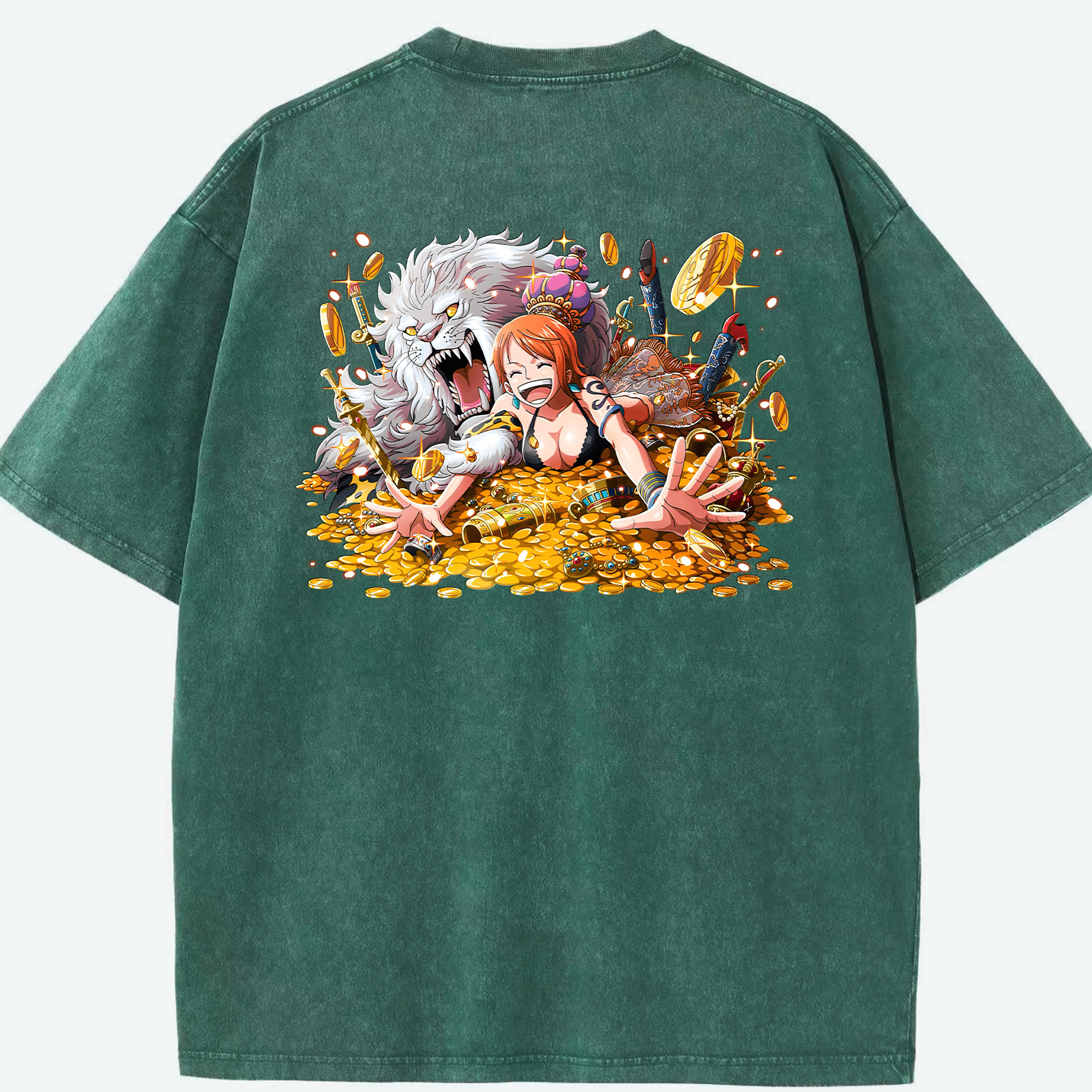 ワンピース ナミ ONE PIECE Nami 綿100% ヴィンテージ風 半袖Tシャツ（背面プリント）